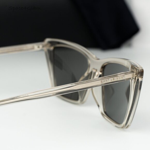 Saint Laurent Women Sunglasses Beige Silver Cat Eye SL737 MICA THIN 004 NEW - Picture 5 of 13